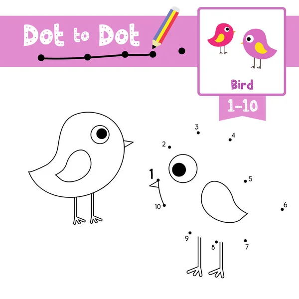 Dot Dot Juego Educativo Libro Para Colorear Animales Pájaro Pie — Archivo Imágenes Vectoriales