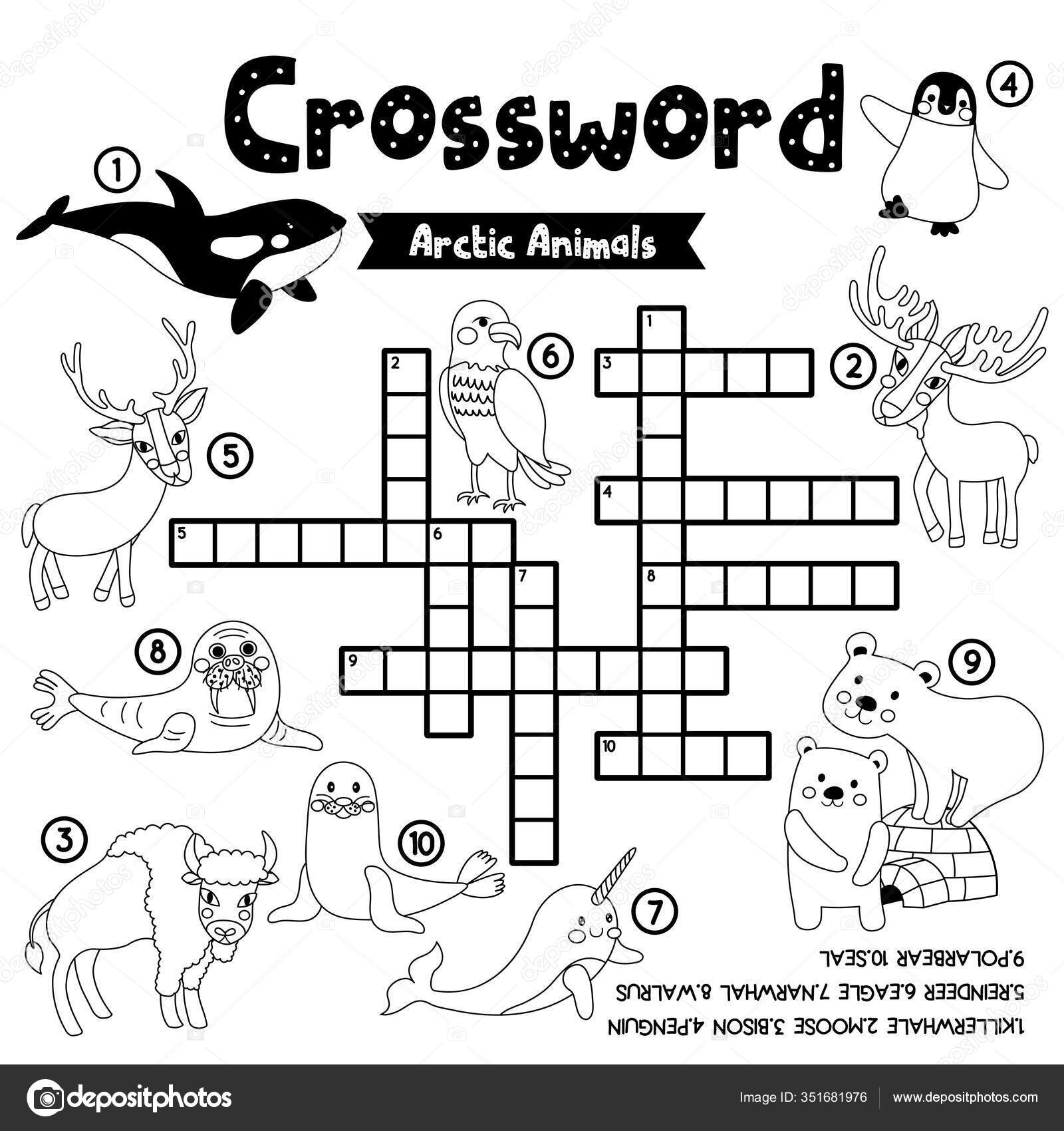 Crosswords Puzzle Game Arctic Animals Preschool Kids Activity