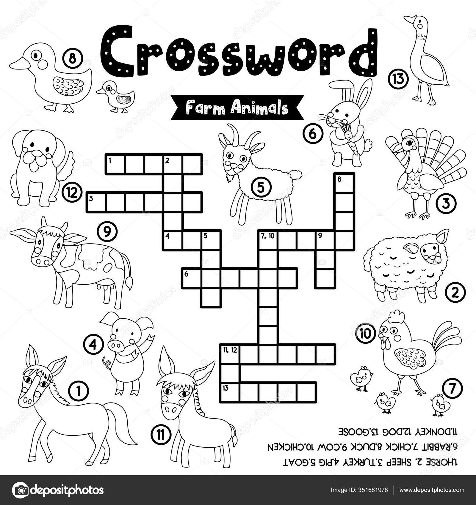 Página de livro para colorir de palavras cruzadas de vetor, jogo
