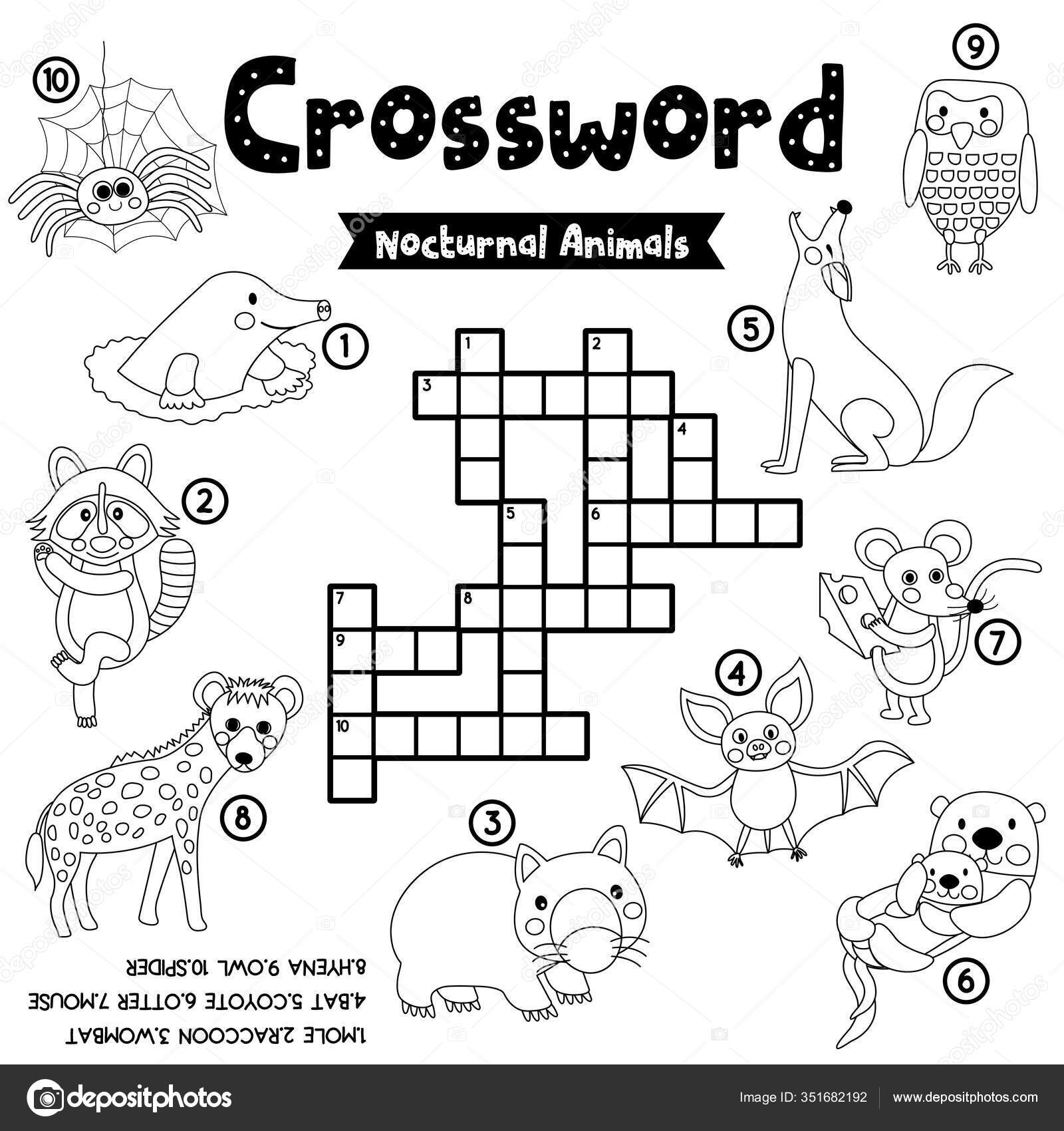 Página de livro para colorir de palavras cruzadas de vetor, jogo