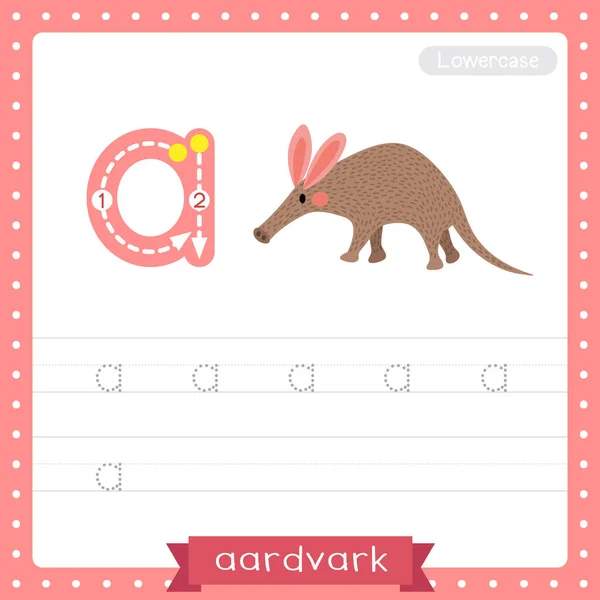 Letter Lowercase Cute Children Colorful Zoo Animals Abc Alphabet Tracing — стоковый вектор