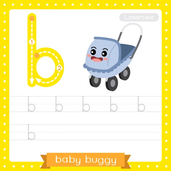 Lettre Bébé Buggy Pour Enfants Apprenant Vocabulaire Anglais Écriture Vectorielle — Image vectorielle