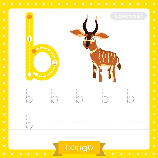 Letter Lowercase Cute Children Colorful Zoo Animals Abc Alphabet Tracing — Stock Vector