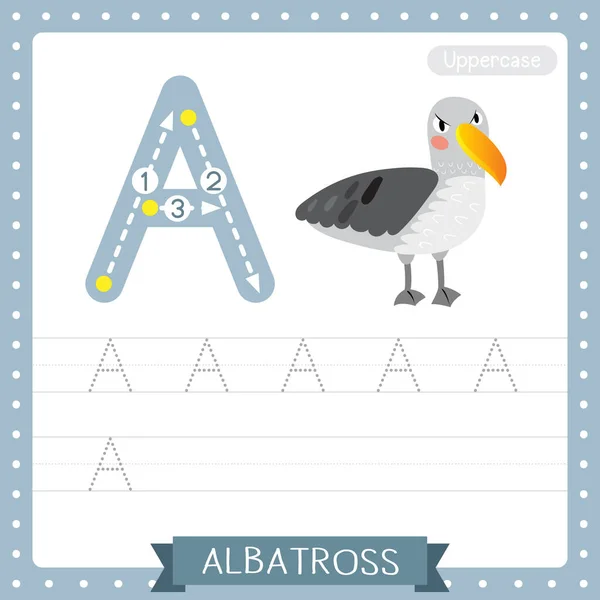 Letra Uppercase Cute Children Colorful Zoo Animals Abc Alphabet Tracing — Archivo Imágenes Vectoriales