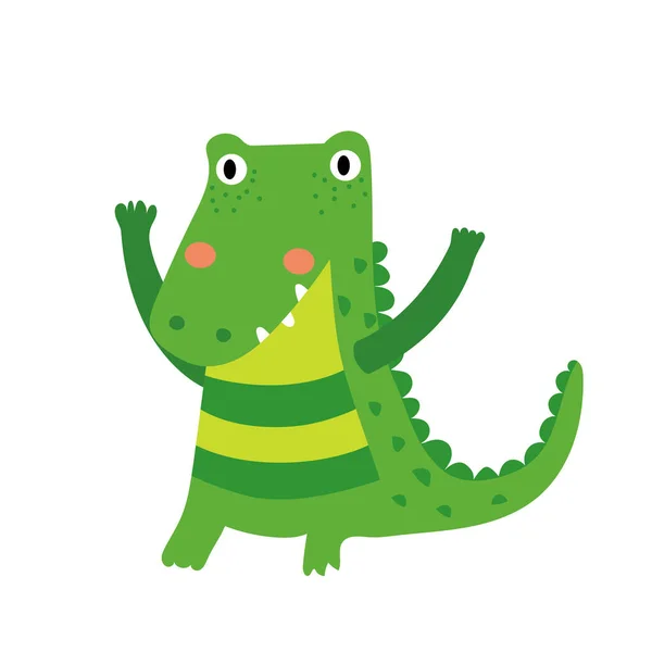 Eine Stehende Alligator Comicfigur Vereinzelt Auf Weißem Hintergrund Vektorillustration — Stockvektor