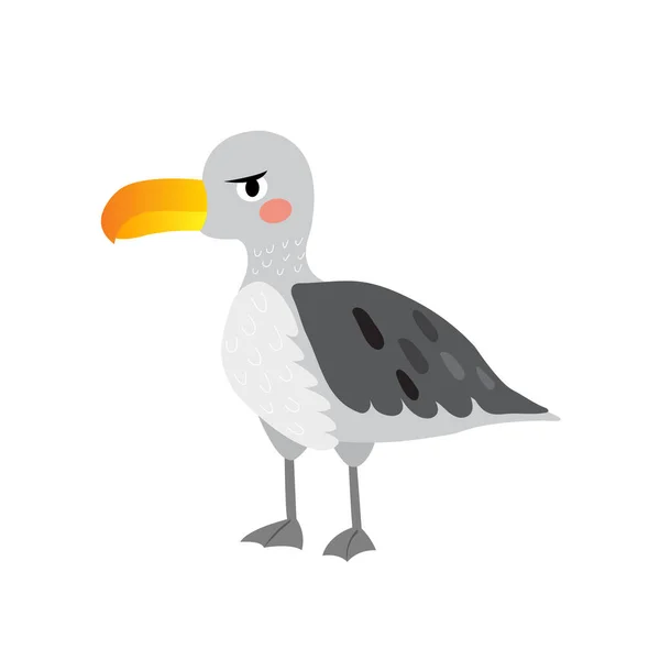 Personnage Dessin Animé Albatros Oiseau Isolé Sur Fond Blanc Illustration — Image vectorielle