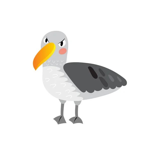 Personagem Desenho Animado Pássaro Albatroz Isolado Fundo Branco Ilustração Vetorial — Vetor de Stock