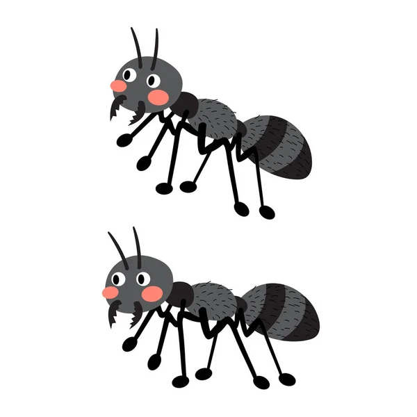 Black Ants Cartoon Character Isolated White Background Vector Illustration — Stock Vector