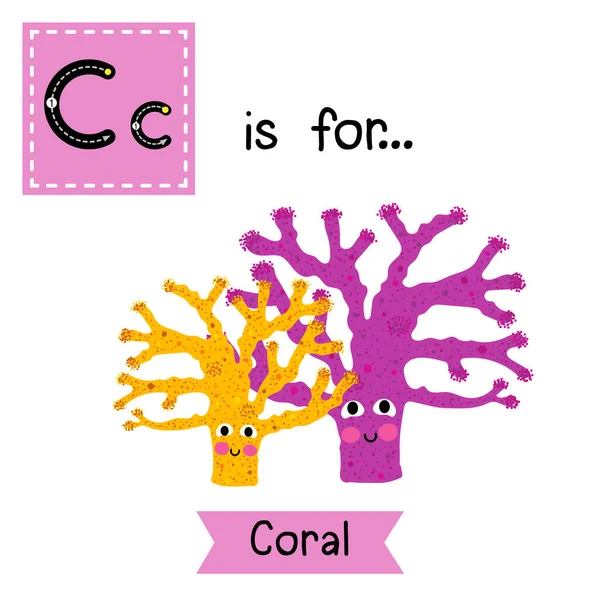 黄色珊瑚及紫色珊瑚的追踪函件C — 图库矢量图片