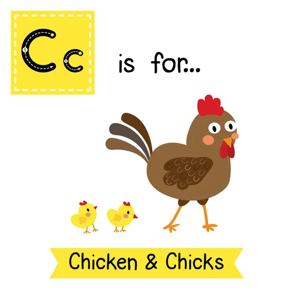 Letter Tracing Chicken Chicks — Stok Vektör