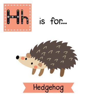 Letter H tracing. Hedgehog. clipart