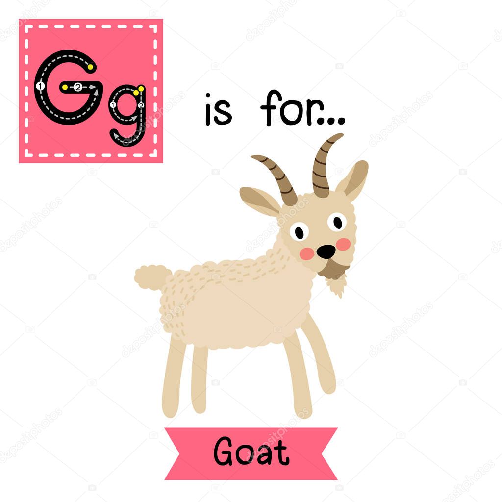 Letter G tracing. Standing Goat