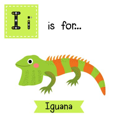 Letter I tracing. Iguana. clipart