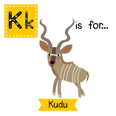 Letter K tracing. Kudu. clipart