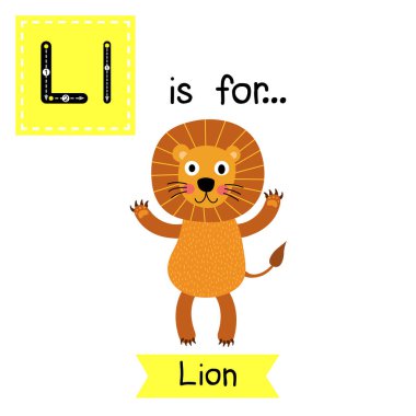 L harfi iz sürme. Aslan iki ayak üstünde duruyor..