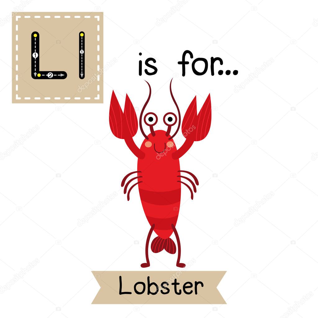 Letter L tracing. Standing Lobster.