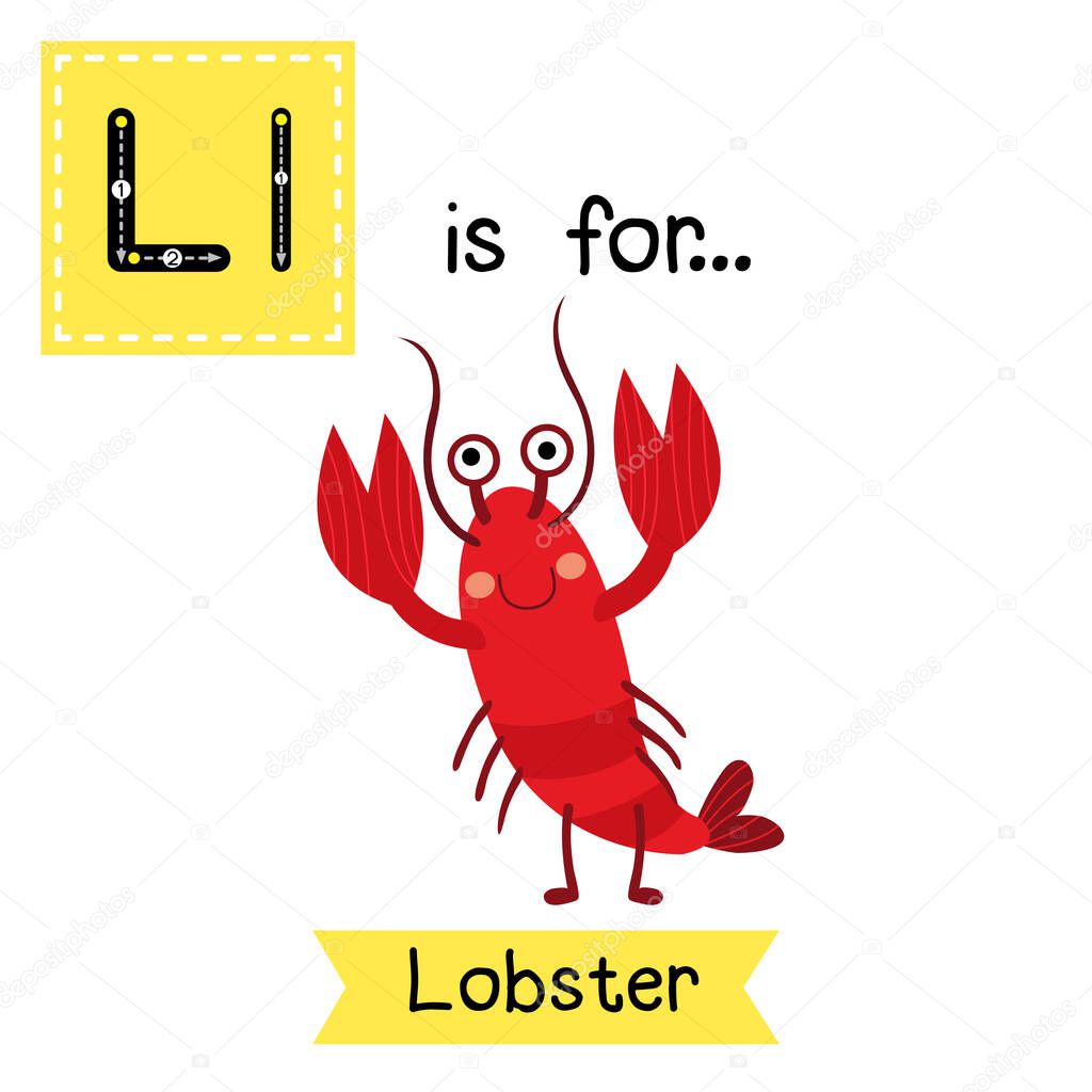 Letter L tracing. Lobster.