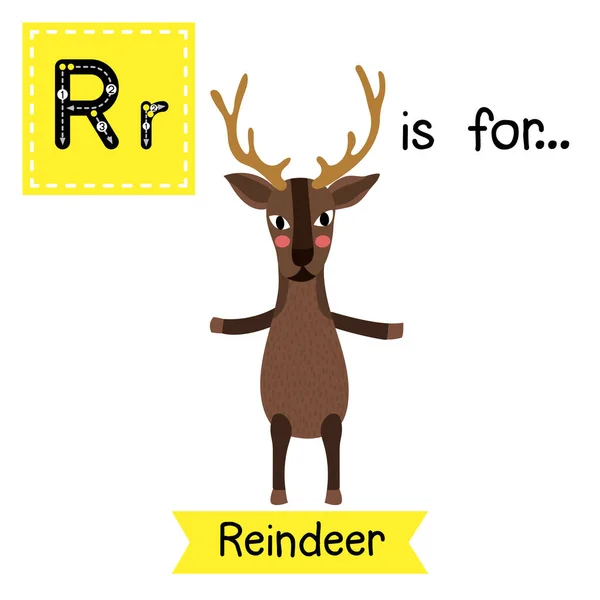 Letter Tracing Reindeer Standing Two Legs — Stock Vector