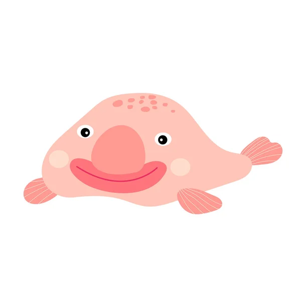 Feliz Rosa Blobfish Animal Vetor Ilustração — Vetor de Stock