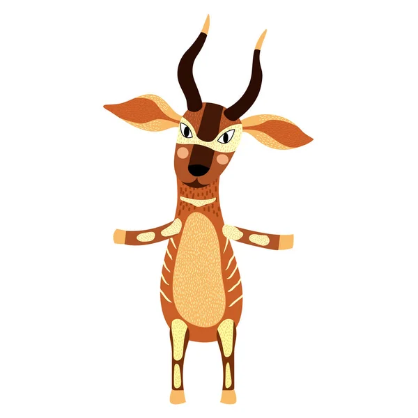 Standing Bongo Animal Cartoon Character Vector Illustration — Stock Vector