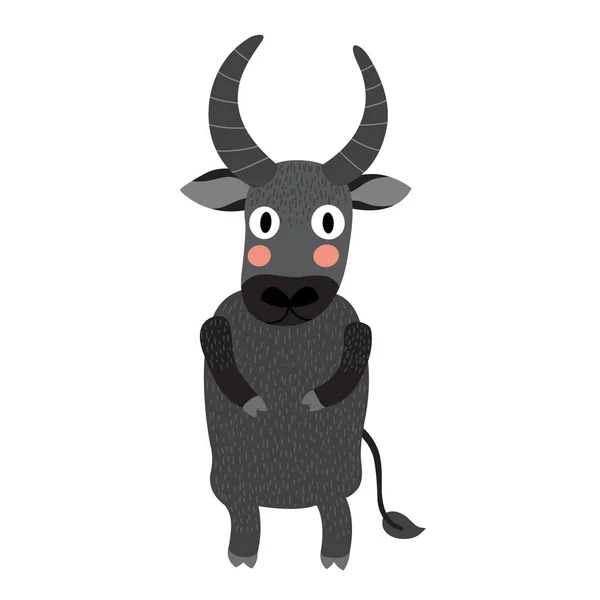 Animal Búfalo Desenho Animado Personagem Ilustração Vetor —  Vetores de Stock