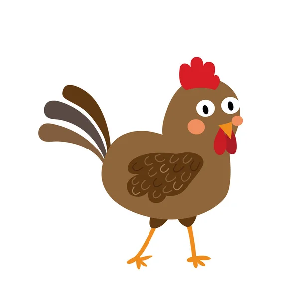 Chicken Animal Cartoon Character Vector Illustration — Stock Vector