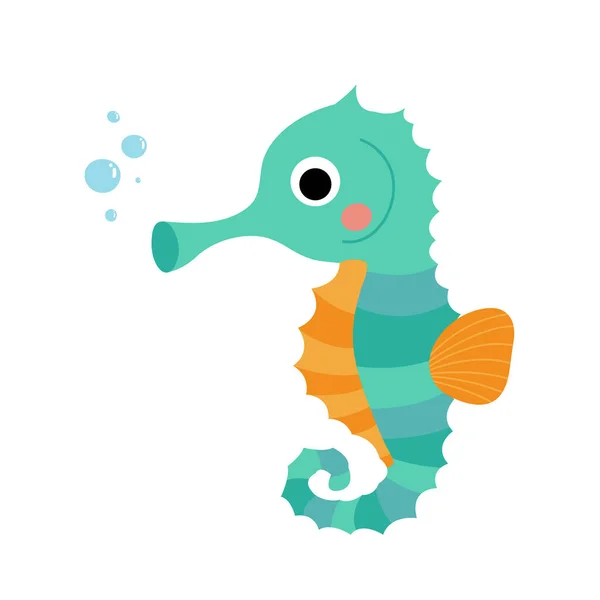 Χαριτωμένο Seahorse Ζώων Εικονογράφηση Φορέα Χαρακτήρα Κινουμένων Σχεδίων — Διανυσματικό Αρχείο