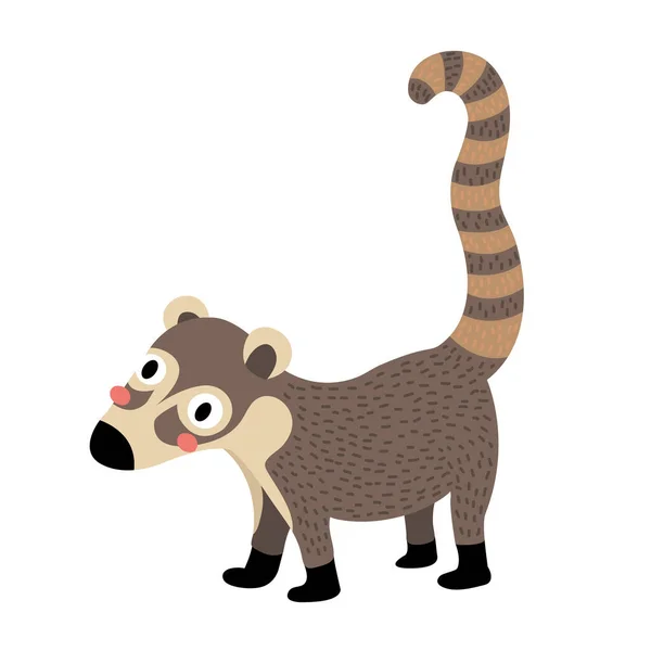 Coati Animal Desenho Animado Personagem Vetor Ilustração — Vetor de Stock