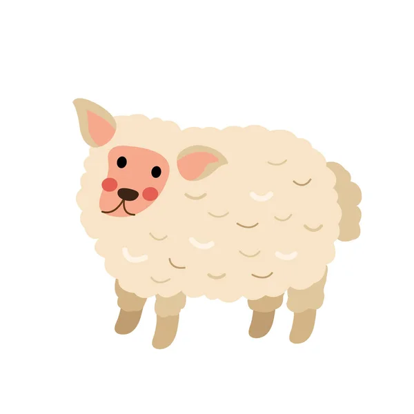Mignon Mouton Animal Dessin Animé Personnage Vectoriel Illustration — Image vectorielle