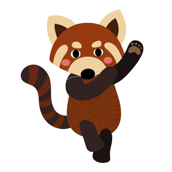 Baile Rojo Panda Animal Dibujo Animado Personaje Vector Ilustración — Vector de stock