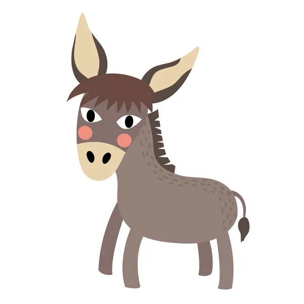 Burro Animal Dibujo Animado Personaje Vector Ilustración — Vector de stock