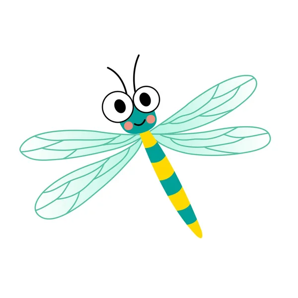 Dragonfly Djur Tecknad Karaktär Vektor Illustration — Stock vektor