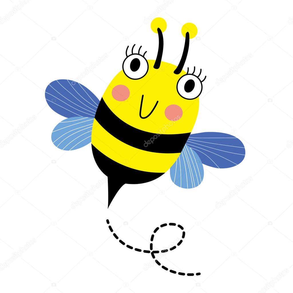 A bee flying animal vector illustration.