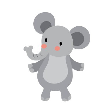 İki ayaklı fil. Hayvan çizgi film karakteri çizimi.