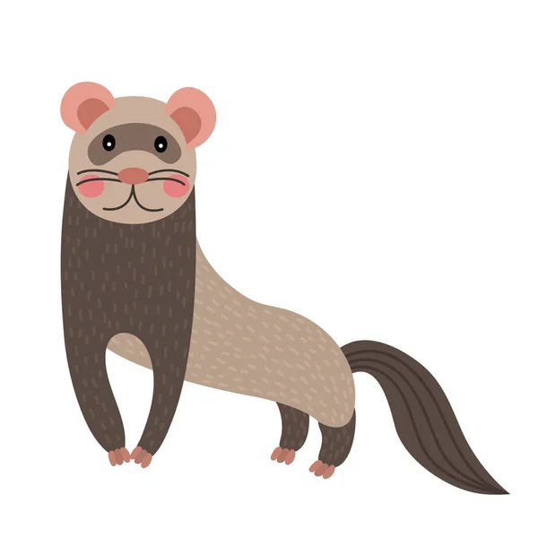 Ferret Animal Dibujo Animado Personaje Vector Ilustración — Archivo Imágenes Vectoriales