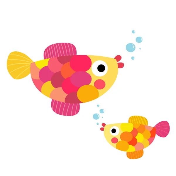 Peixe Animal Desenho Animado Personagem Vetor Ilustração —  Vetores de Stock