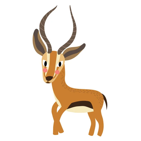 Gazelle Tier Zeichentrickfigur Vektor Illustration — Stockvektor