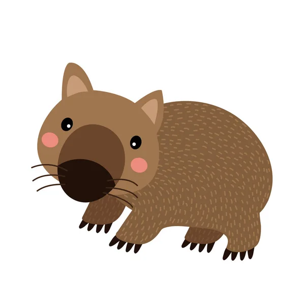 Feliz Wombat Animal Desenho Animado Personagem Vetor Ilustração — Vetor de Stock