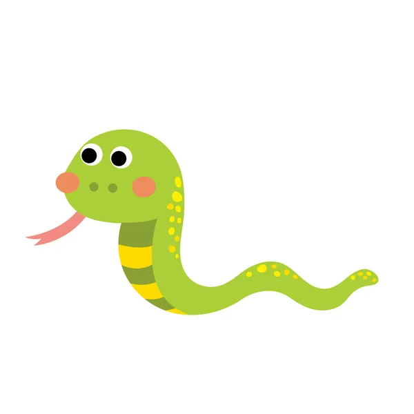 Grüne Schlange Tier Zeichentrickfigur Vektor Illustration — Stockvektor