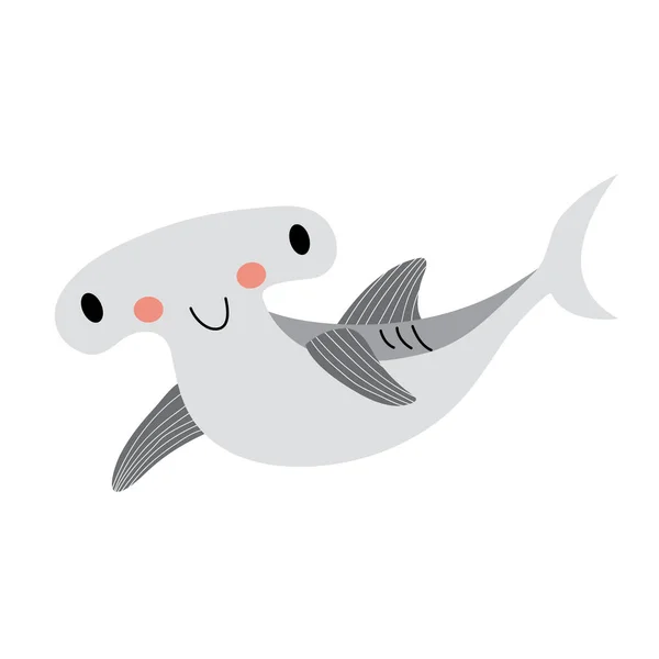 Requin Marteau Animal Dessin Animé Personnage Vectoriel Illustration — Image vectorielle