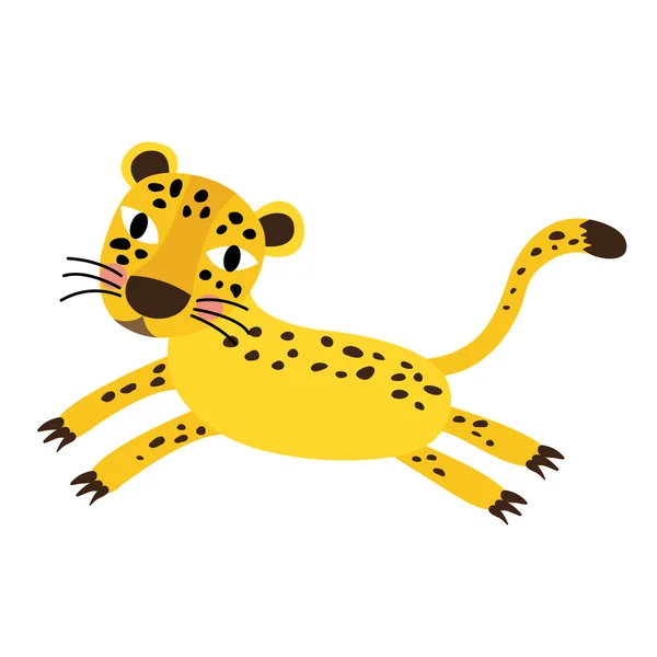 Saltar Cheetah Animal Dibujo Animado Personaje Vector Ilustración — Vector de stock