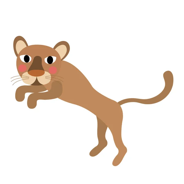 Springen Puma Dier Cartoon Karakter Vector Illustratie — Stockvector