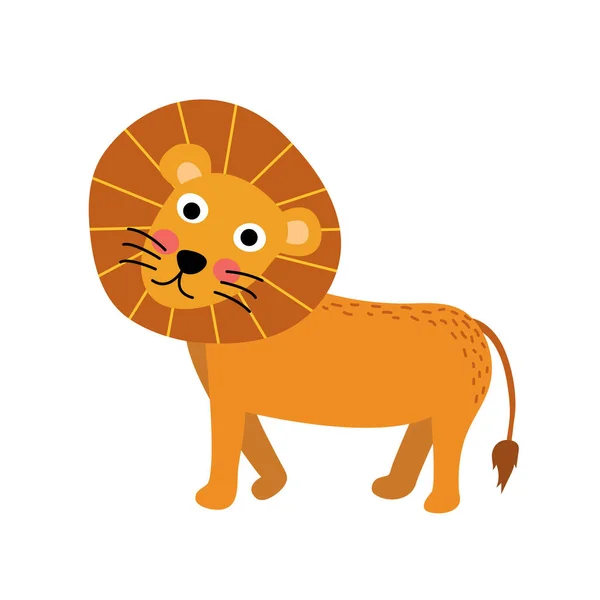 Lion Animal Cartoon Character Vector Illustration — Stock Vector