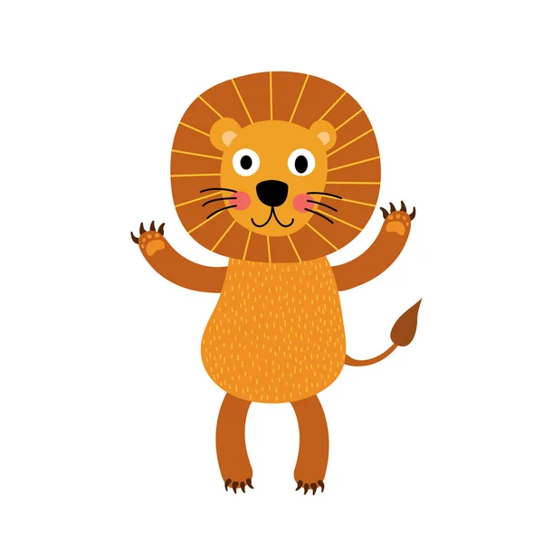 Lion Standing Two Legs Animal Cartoon Character Vector Illustration — Stock Vector