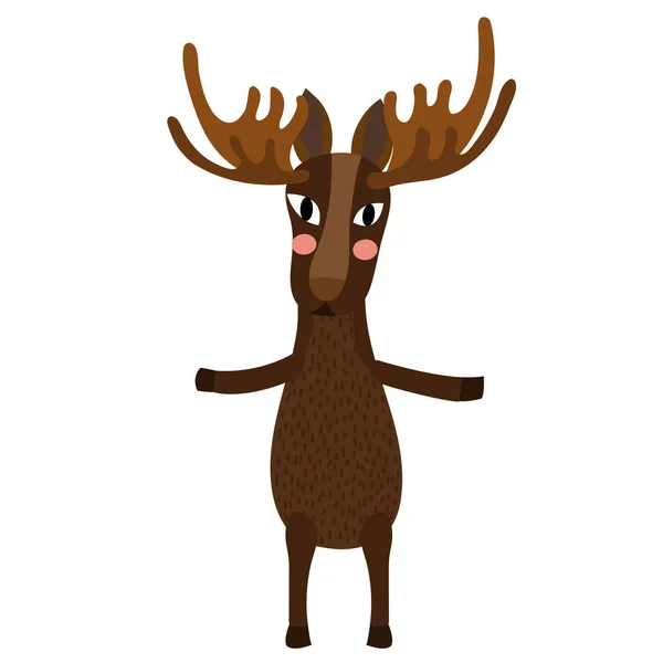 Moose Stojící Dvou Nohách Animované Postavy Vektor Ilustrace — Stockový vektor