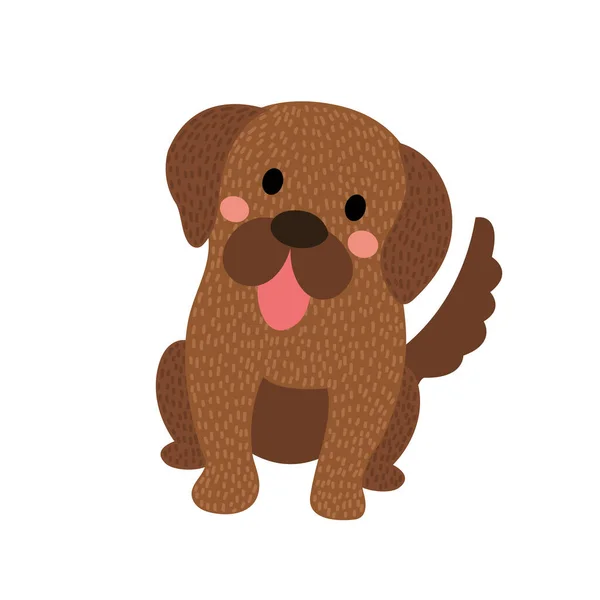 Ньюфаундлендская Собака Сидящая Карикатуре — стоковый вектор
