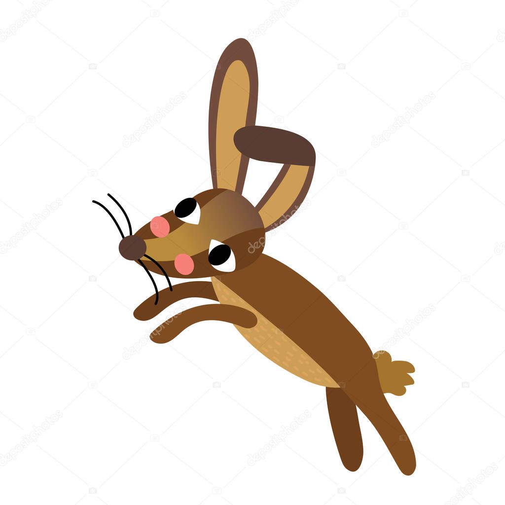 Hare jumping animal cartoon character vector illustration