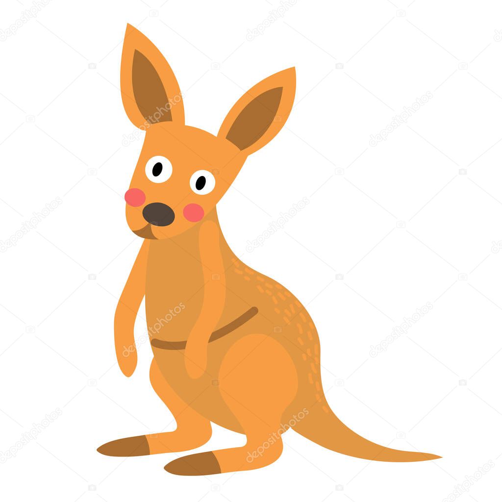 Kangaroo animal cartoon character vector illustration.