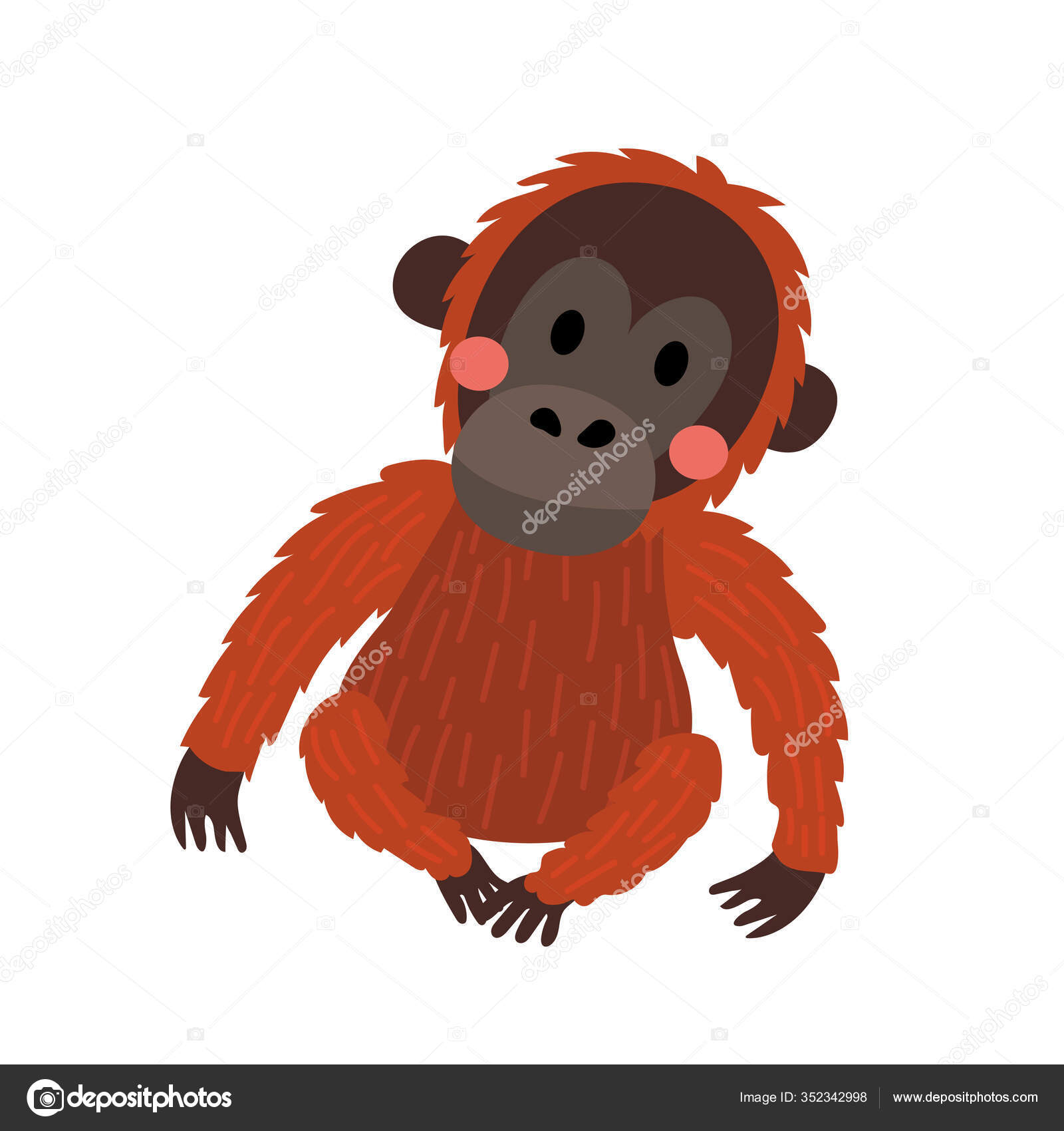 Sitting Orangutan Animal Cartoon Character Vector Illustration Stock Vector Image by ©natchapohn #352342998 Sitting Orangutan Animal Cartoon Character Vector Illustration Stock Vector Image by ©natchapohn #352342998
