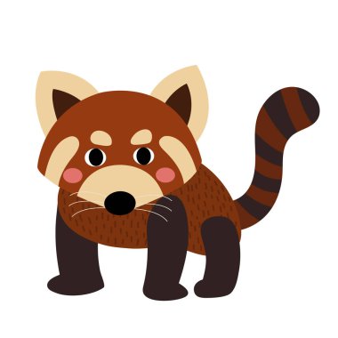 Red Panda hayvan çizgi film karakteri çizimi.